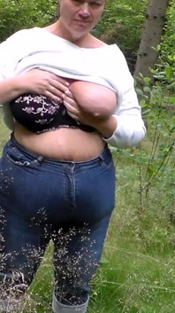 Jen Is Flashing Her Boobs in the Woods