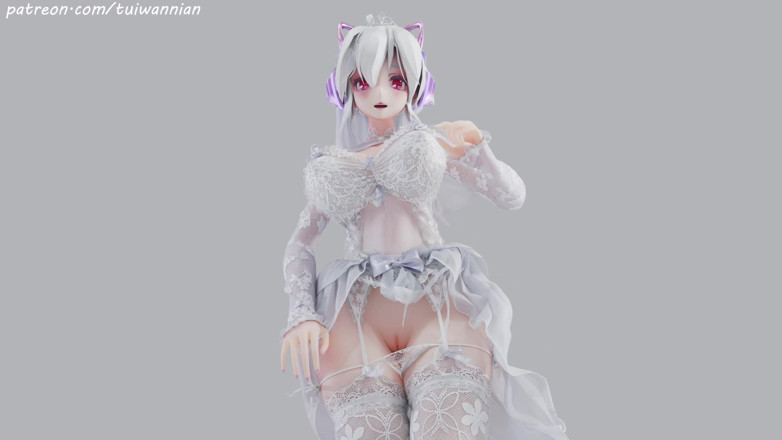 MikuMotion: [mmd] 약한 T-아라 신부 러브 화이트 실크 웨딩드레스