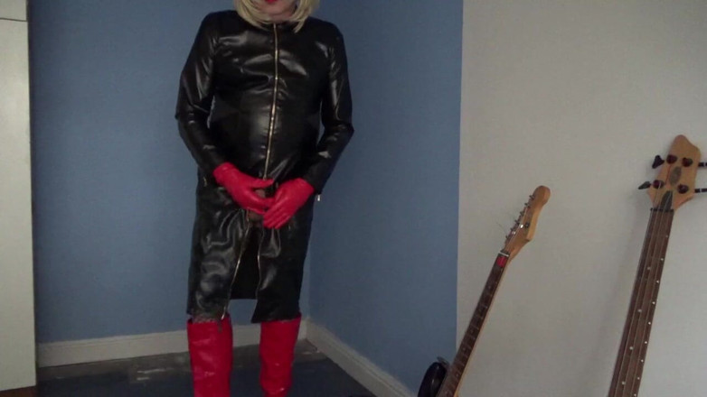 Leather Kirsten: More Red and Black Leather and Fishnets