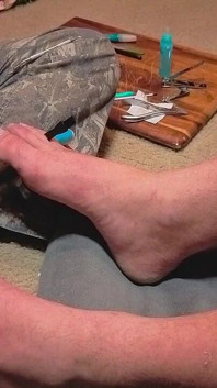 Melody Gives Her Master a Pedicure