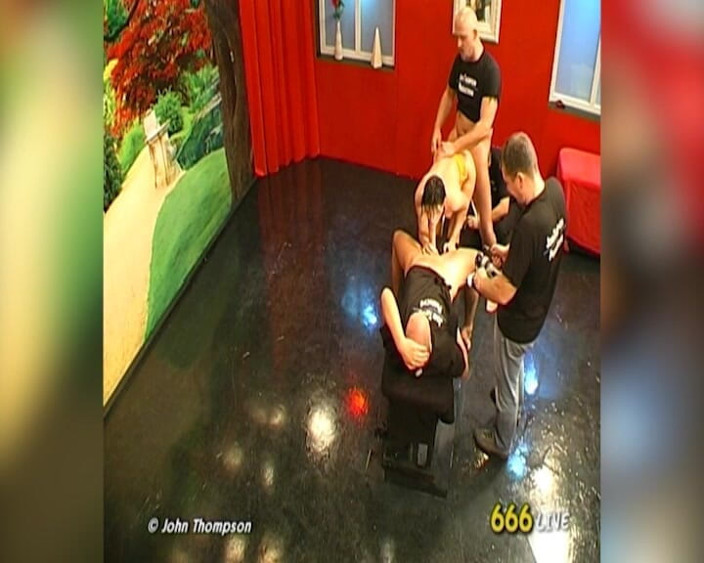 Piss Lover: Brunette Slut Drenched in Piss by Multiple Men