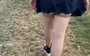 Lady Oups exhib &amp; slave stepmom: Buttplug Outdoor in Micro Skirt Stockings No Panties