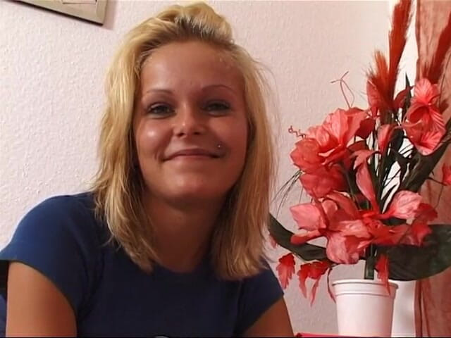 Lucky Cooch: Blonde sweetie gets naked and teasing solo