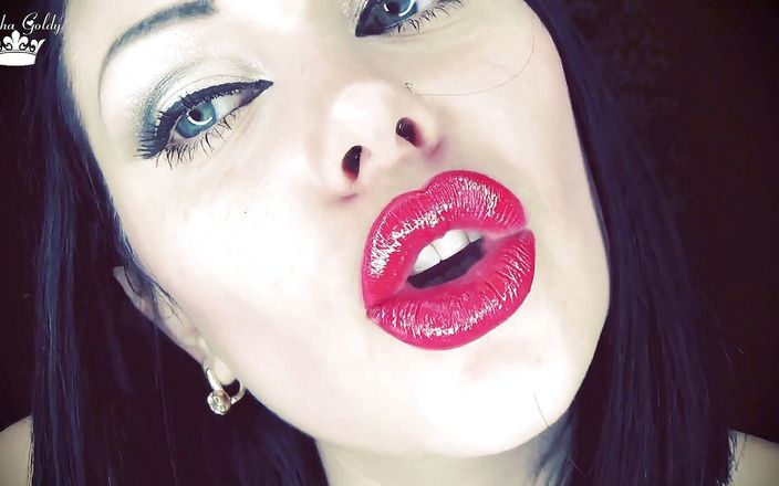 Goddess Misha Goldy: Meine roten küsse lassen dich im clip auf mein gesicht...