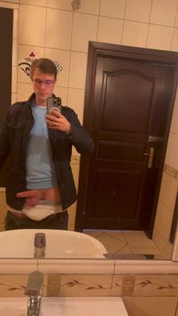 Swinging Big Dick in Bathroom