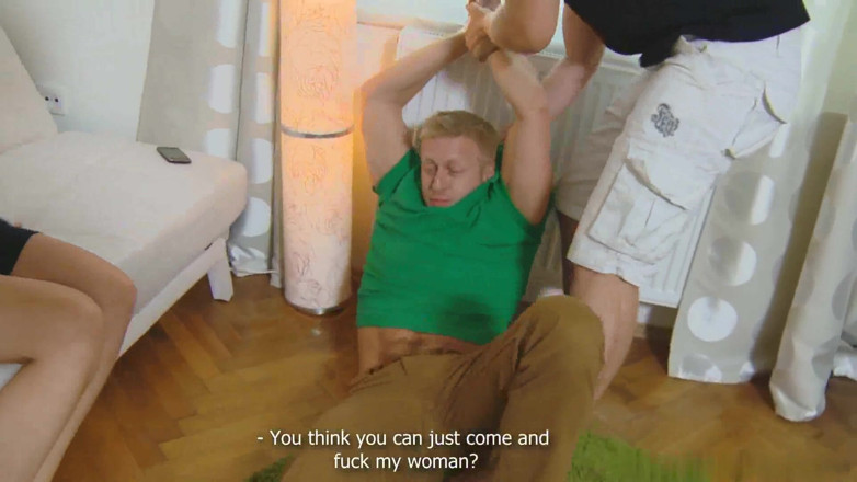 Femdom Sex: Cheating fuck has to watch his girlfriend get fucked by...