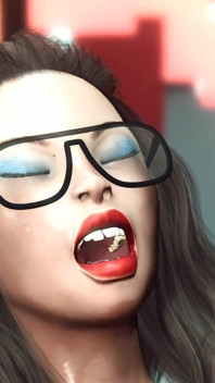 Cyber disco sex. A sexy nerdy girl in cuffs gets fucked by a disco man