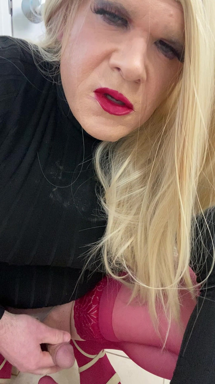MadisonCD2025: Horny Sissy Crossdressing Trans Almost Cums on a Cock and...