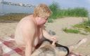 Sweet July: Sucking cock and jerking off on a the beach