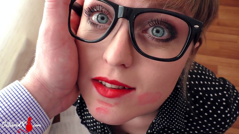 Catin Red: Secretary sucks big cock boss and cumshot on face POV