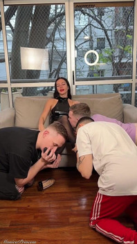 Three Devoted Foot Slaves Worship My Nylon Feet (mmmf)