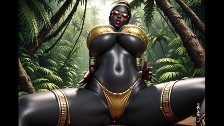 Hot girl dancing: Gadis seksi afrika lagi asik berpose di hutan dengan musik (animasi...