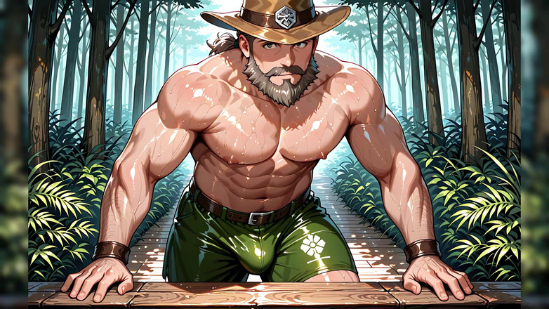 Erotic Man: 肌肉发达的Ai角色不穿衬衫