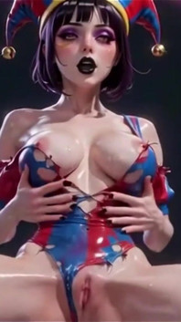 Clown Girl Covered in Thick Cum - Ahegao & Tit Play Compilation