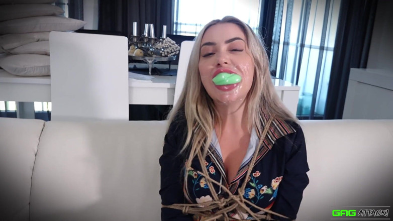 Gag Attack: Aubrey - heavily tied and multiple gags