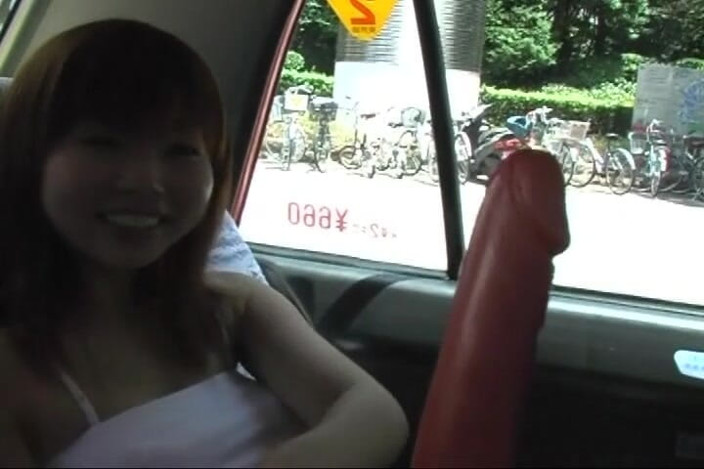 Tokyo Thrills: Young Married Wife Takes Thick Red Dildo Deep in Car