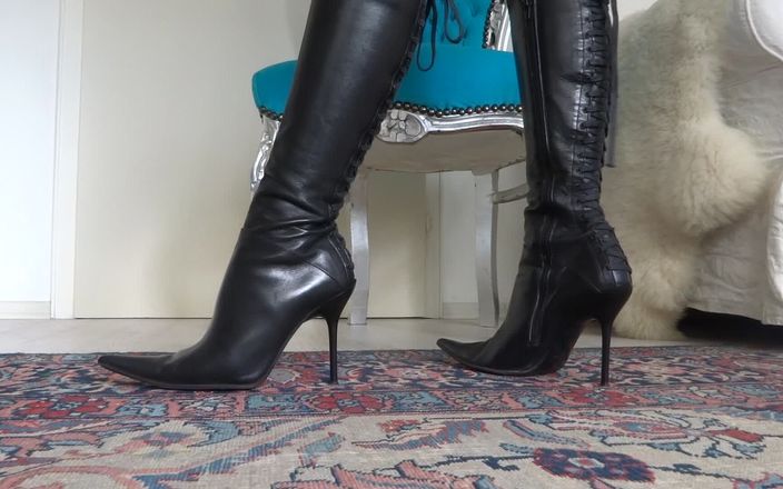 Lady Victoria Valente: Stiletto leather boots high heels show