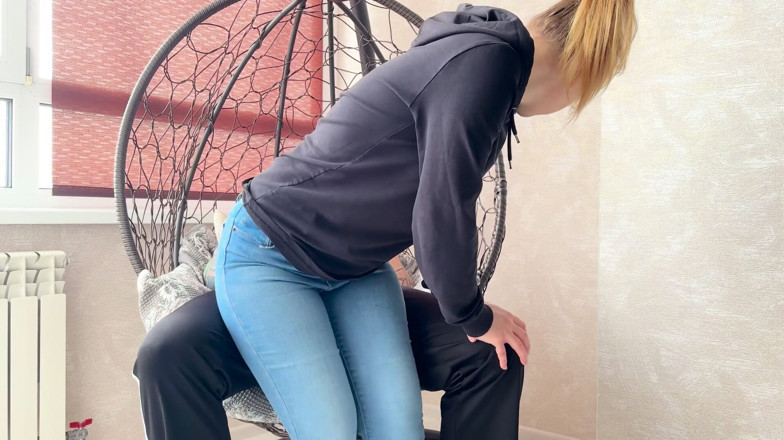 Spacenintenda: Tight Jeans Dry Hump: Horny Stepsis Orgasms on My Lap