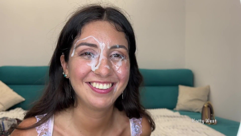 Katty West: Facial Compilation. Cum on Face and Mouth Compilation