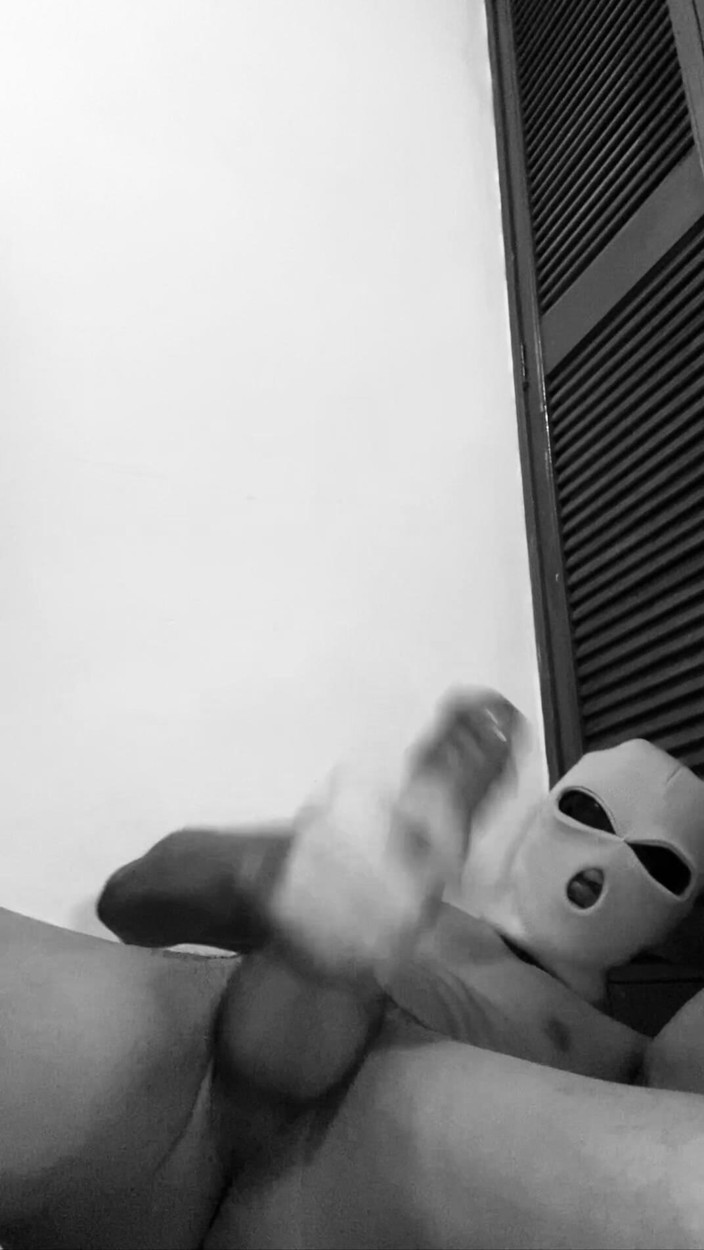 Black-2001: Masked BBC with Glasses and Balaclava Stroking Thick Uncut Black...