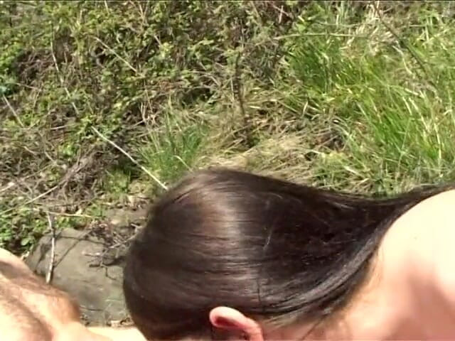 Xtime Network: Outdoor fuck for the slutty pierced brunette