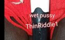 Thin riddle: Wet black pussy fucking dildo so wet