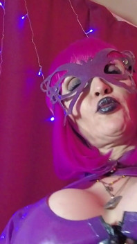 Dominatix Eva Latex Femdom Fetish Purple Rubber Big Ass MILF BDSM Solo Fuck Machine Hot High Heels