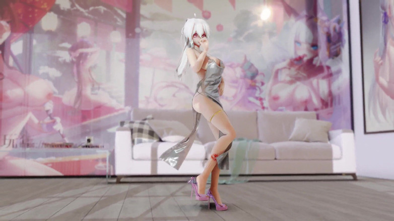 MikuMotion: [mmd] 弱音iu-lila 连衣裙脱衣舞 爆乳