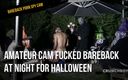 BAREBACK PORN SPY CAM: Amateur cam fucked bareback at night for Halloween
