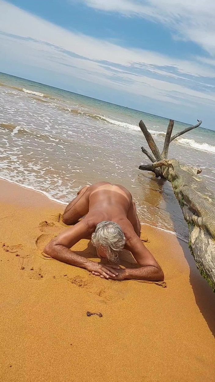 Ladysilvas: Sissy Ladysilva on the Beach Tanned Naked Showing off Her...