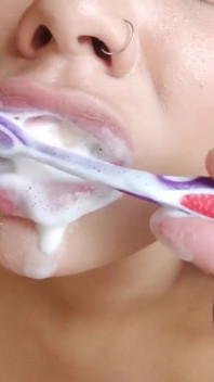Teeth Brushing with Creamy Cum