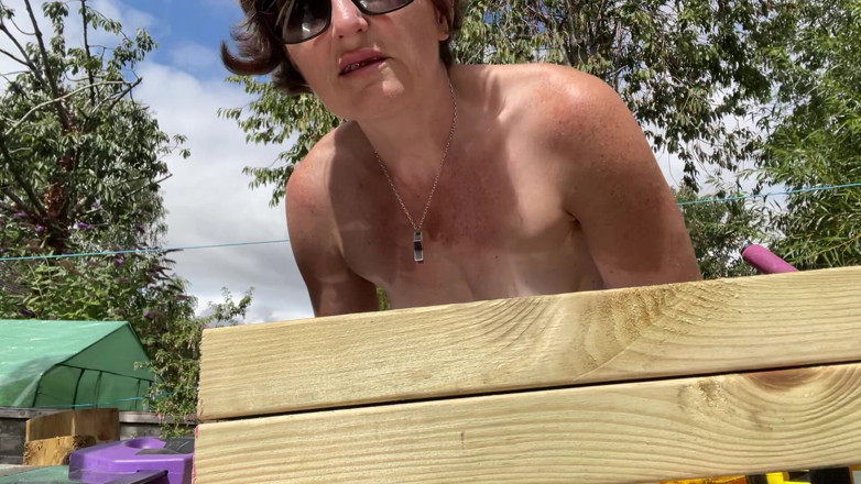 MistressWriggler: Naked Woodworking in My Shared Access, Very Overlooked Garden That 5...