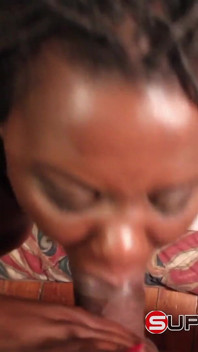 Ebony milf sucks dick with chubby young dumb slut