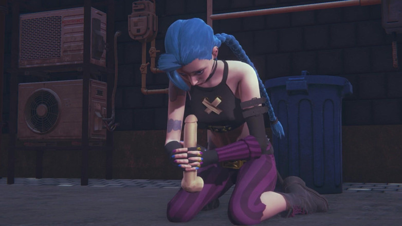 Waifu club 3D: Jinx adora se masturbar com paus grandes