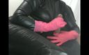 The flying milk wife handjob: Pink Rubber Gloves Smoking 100´s Fetish Handjob Wife