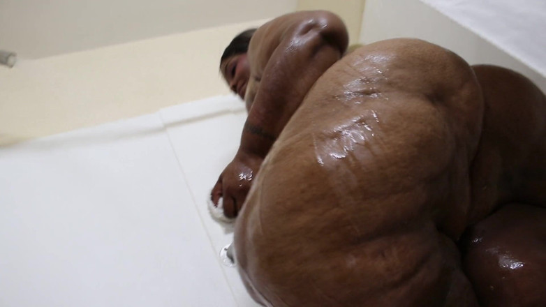MzTAFFY: Mz Taffy showering huge BBW pear shape