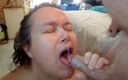 Sex hub couple: Cumshot on Jens face and in her mouth