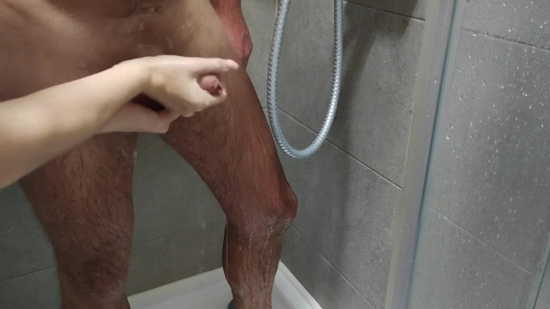 Anal histories: Shower masturbation by hands with long nails