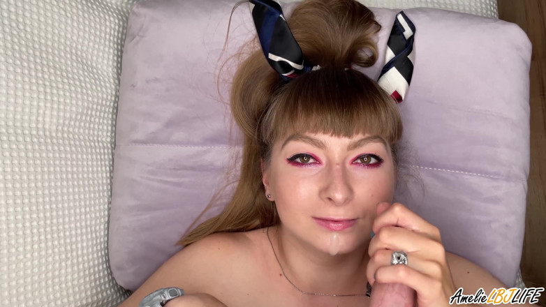Amelie Dubon: Girlfriend deep sucking big dick in pose 69 and cum swallow