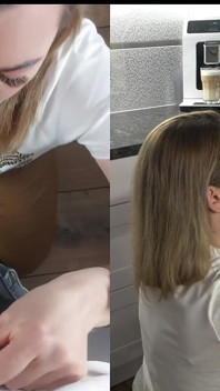 Coffee with Bull Cum for My Cuckold Husband Dual Camera