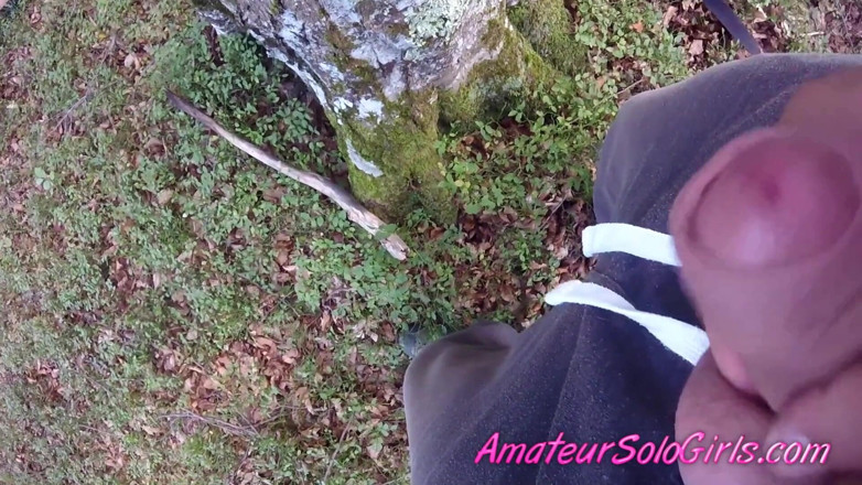 Amateur Solo Girls: Mature man watches girl masturbate in the forest