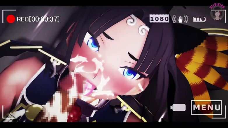 Velvixian: Ushiwakamaru - con cu trên môi + xuất tinh trên mặt