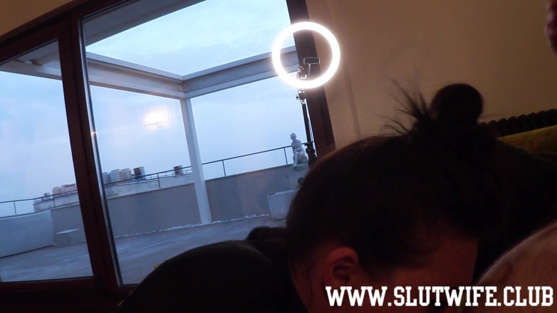 Slutwife Club: Brunette porn actress caught me watching a porn movie with...