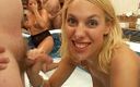 British Bukkake Babes: Faye i Sandie zapasy w basenie spermy