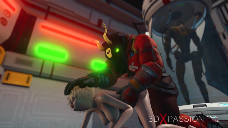3dxpassion: Alien monster fucks hard a young blonde in the sci-fi...