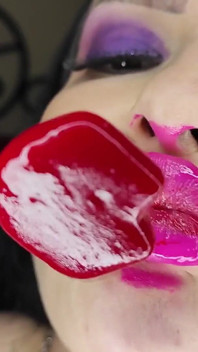 Valentine's Day Lip Fetish Sucking Lollipop and Kissing