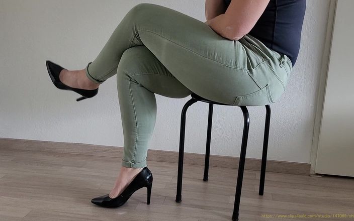 MisS Angel: Gröna Lår sexiga jeans och höga klackar