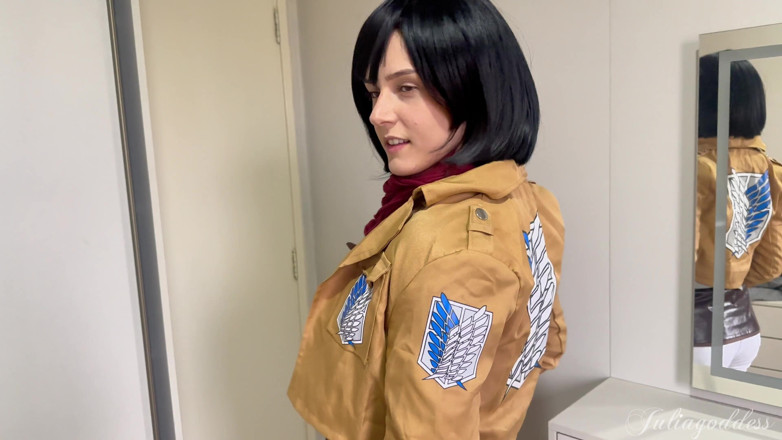 Shamelesscouple: Mikasa Cosplay BJ - Dirty Talk &amp; Cum on Tongue