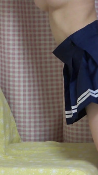 Natural Tits Spill Out of Student Uniform, Thighs and Legs in Miniskirt, Wedgie Thong, Feet in Socks, View Under the Desk