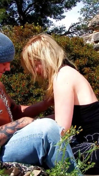 Blonde teen Lillian fucked outdoor by fit stepbrother